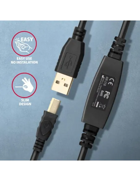 AXAGON ADR-215B aktives USB 2.0 Verbindungskabel, USB-A auf USB-B - 15m
