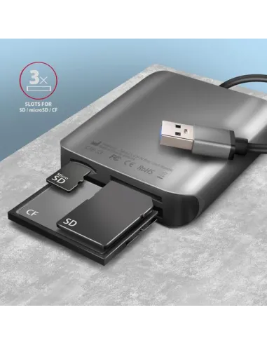 AXAGON CRE-S3 Externer Kartenleser USB-A 3.2 Gen 1, 3-Slot, SD/microSD/CF, UHS-II