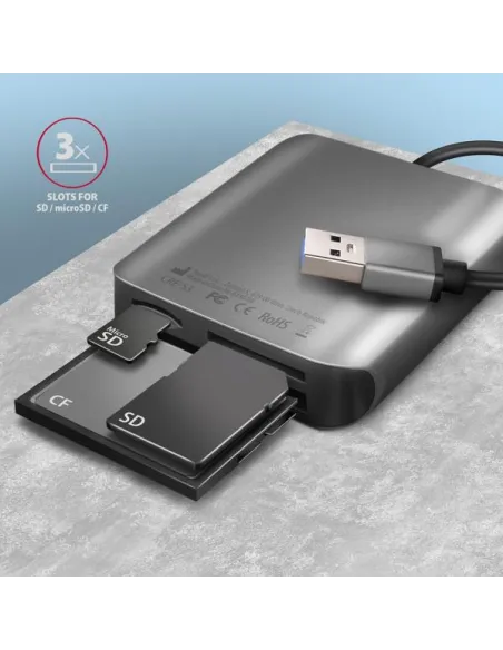 AXAGON CRE-S3 Externer Kartenleser USB-A 3.2 Gen 1, 3-Slot, SD/microSD/CF, UHS-II