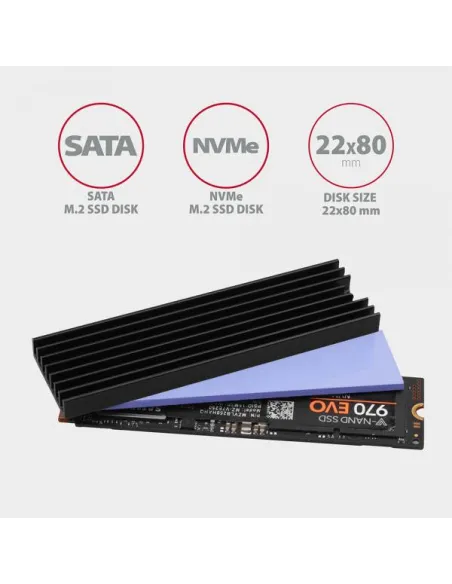 AXAGON CLR-M2L6 passiver M.2-SSD-Kühlkörper - 2280, 6 mm Höhe, Aluminium, schwarz