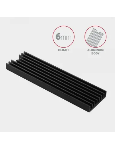 AXAGON CLR-M2L6 passiver M.2-SSD-Kühlkörper - 2280, 6 mm Höhe, Aluminium, schwarz