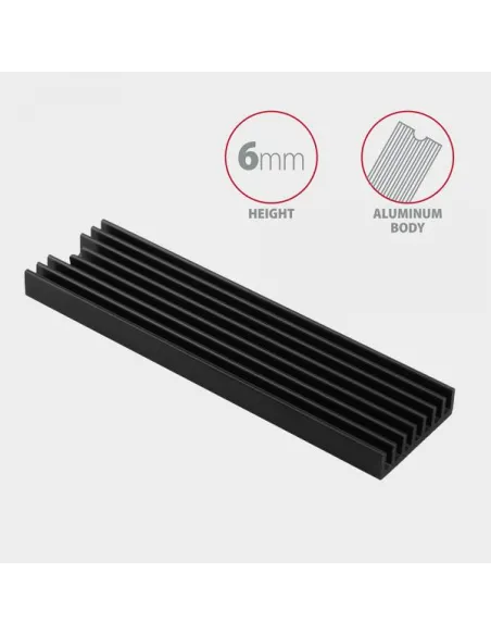 AXAGON CLR-M2L6 passiver M.2-SSD-Kühlkörper - 2280, 6 mm Höhe, Aluminium, schwarz