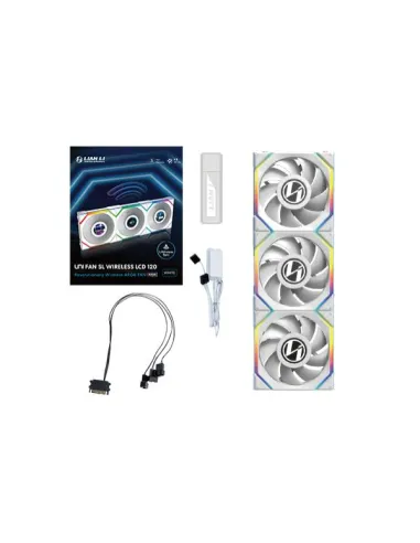 Lian Li UNI FAN SL Wireless LCD Lüfter, ARGB, PWM, 3er-Pack inkl. Controller - 120 mm, weiß