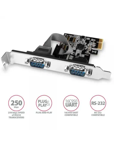 AXAGON PCEA-S2N PCIe-Adapter mit 2x Seriell-Ports - ASIX AX99100 Chipsatz