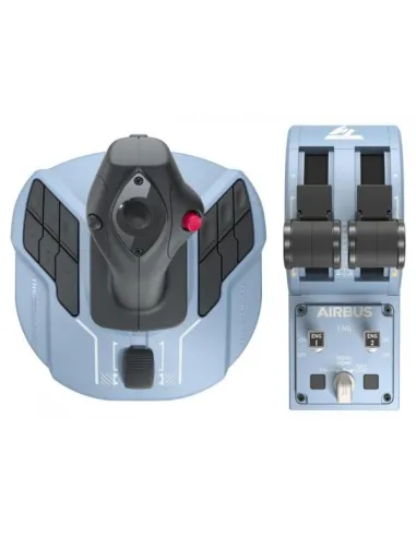 Thrustmaster TCA Officer Pack Airbus Edition e' un controller per simulatore di volo con joystick e quadrante manetta