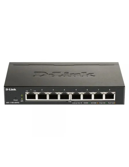 D-Link DGS-1100-08PV2E è uno Switch di rete Gigabit Ethernet con 8 porte.