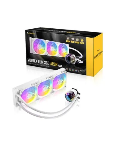 Antec Vortex LUM 360 White ARGB è un dissipatore a liquido con una radiatore da 360mm.