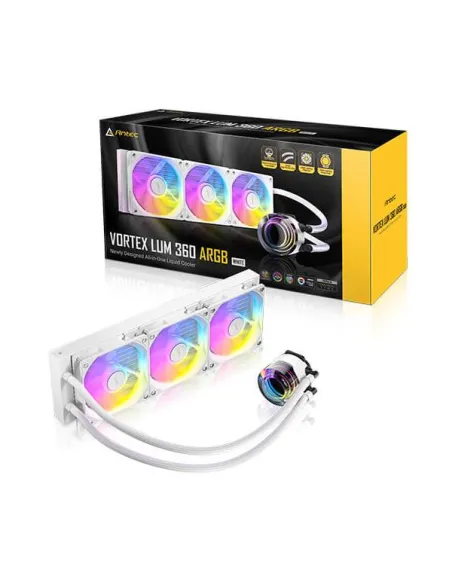 Antec Vortex LUM 360 White ARGB è un dissipatore a liquido con una radiatore da 360mm.