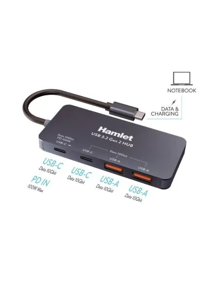 HUB 4 PORTE USB-A + USB-C + PD100W