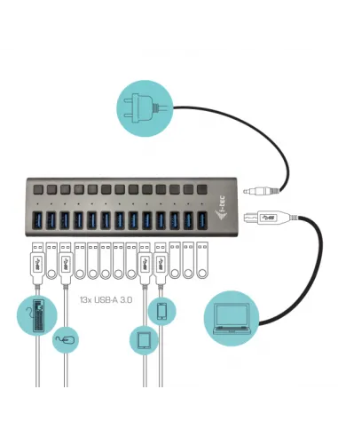 USB 3.0 CHARG 13 PORT+PW ADAPT 60W