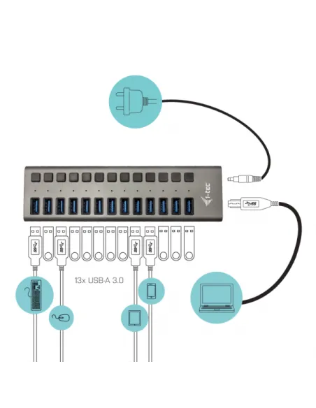 USB 3.0 CHARG 13 PORT+PW ADAPT 60W