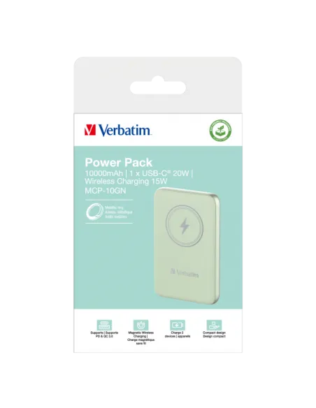 POWER BANK 10000MAH MAG SAFE GREEN