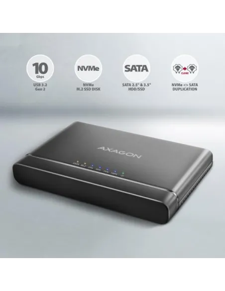 AXAGON ADSA-CC USB-C 10Gbps - NVMe M.2 SSD & SATA 2.5"/3.5" SSD/HDD CLONE MASTER 2