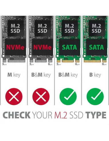 AXAGON RSS-M2SD Gehäuse für M.2-SATA-SSDs bis 2280 - Aluminium, silber