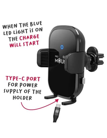 WIRELESS CAR HOLDER 15 WATT BLACK