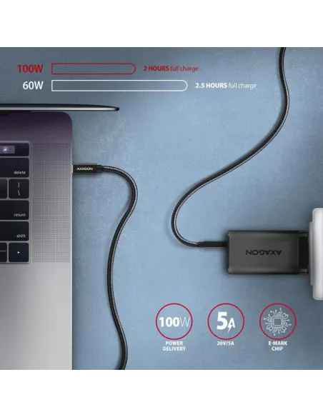 AXAGON BUCM32-CM20AB Kabel USB-C 3.2 Gen 2 auf USB-C 3.2 Gen 2, schwarz - 2m