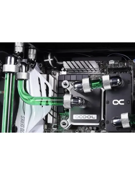 Alphacool Eiszapfen Anschluss 90 Grad G1/4 Zoll AG auf 16mm AD Hardtube - drehbar, silber glänzend