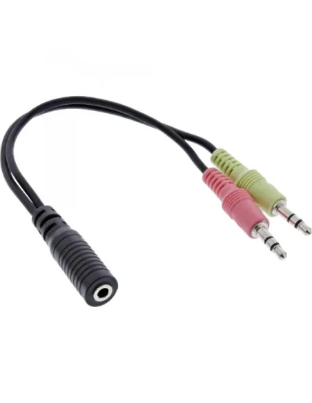 InLine Audio Headset Y-Adapterkabel, 2x 3,5-mm-Stecker auf 3,5mm-Klinkenbuchse 4-Pol CTIA - 0,15 m