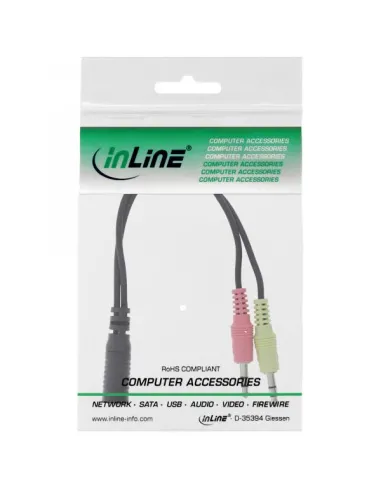 InLine Audio Headset Y-Adapterkabel, 2x 3,5-mm-Stecker auf 3,5mm-Klinkenbuchse 4-Pol CTIA - 0,15 m