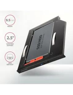 AXAGON RSS-CD09 2.5 Zoll SSD/HDD Adapter für optisches Laufwerk, 9,5 mm, LED 2