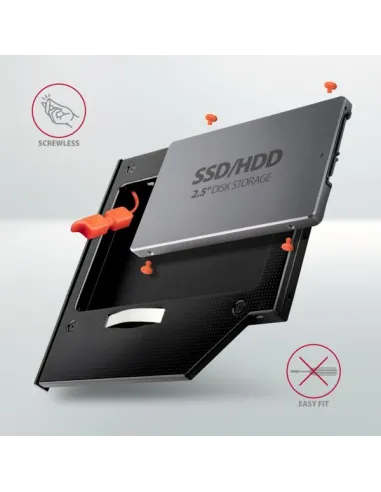AXAGON RSS-CD09 2.5 Zoll SSD/HDD Adapter für optisches Laufwerk, 9,5 mm, LED