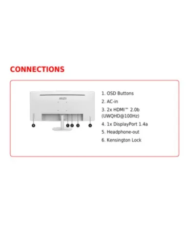 MSI Pro MP341CQW E12 Monitor PC 86,4 cm (34") 3440 x 1440 Pixel