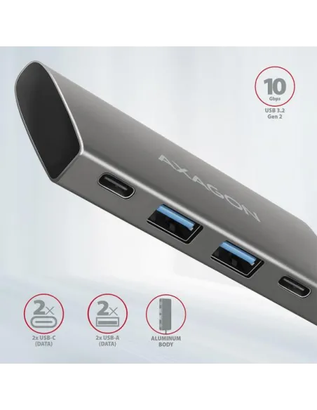 Axagon HMC-4G2 hub di interfaccia USB 3.2 Gen 2 (3.1 Gen 2) Type-C