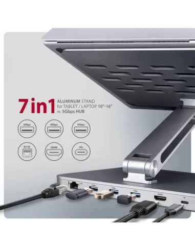 Axagon HMC-STND supporto per laptop Argento 43,9 cm (17.3")