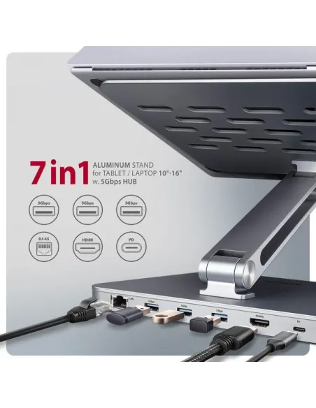 Axagon HMC-STND supporto per laptop Argento 43,9 cm (17.3")