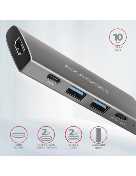 AXAGON HMC-5G2 Multiport-Hub, USB 3.2 Gen2, HDMI, 2x USB-A, 2x USB-C
