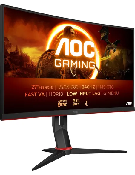 AOC Gaming C27G4ZXE Monitor curvo FHD da 27 pollici, 280 Hz, 1 ms, HDR10, FreeSync Premium 1920x1080, HDMI, DisplayPort nero/gr