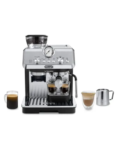 De’Longhi Dedica Arte La Specialista Arte - Macchina per Caffè in chicchi Manuale, Montalatte manuale, 1400W, Metal Black