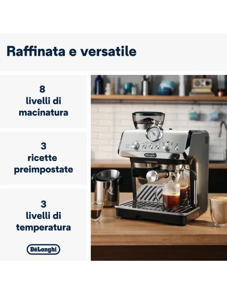 De’Longhi Dedica Arte La Specialista Arte - Macchina per Caffè in chicchi Manuale, Montalatte manuale, 1400W, Metal Black