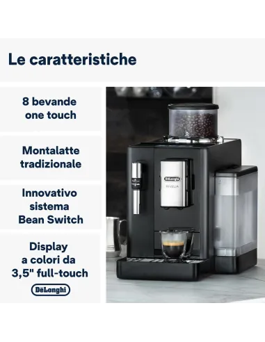 De’Longhi Rivelia - Macchina Automatica per Caffè in Chicchi, 8 Bevande one touch, Display touch, Nero (EXAM440.35.B)