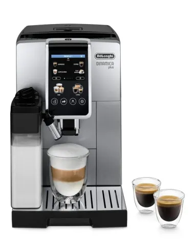 De’Longhi Dinamica Plus - Macchina Automatica per Caffè in Chicchi, 24 bevande one-touch, Argento Nero (ECAM380.85.SB)