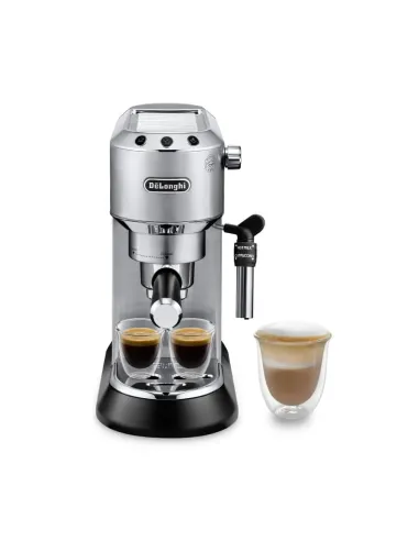 De’Longhi Dedica Style Dedica - Macchina da Caffè Manuale Espresso e Cappuccino, Polvere e Cialde ESE,1.1L, Argento (EC685.M)