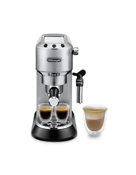 De’Longhi Dedica Style Dedica - Macchina da Caffè Manuale Espresso e Cappuccino, Polvere e Cialde ESE,1.1L, Argento (EC685.M)