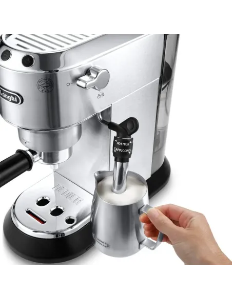 De’Longhi Dedica Style Dedica - Macchina da Caffè Manuale Espresso e Cappuccino, Polvere e Cialde ESE,1.1L, Argento (EC685.M)
