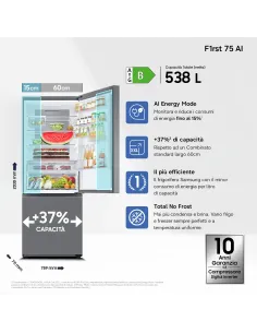 Samsung Frigorifero Combinato largo 75cm 538L RB53DG706BS9EF 2