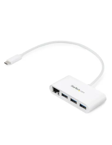 StarTech.com Hub USB 3.0 (5Gbps) a 3 porte con Gigabit Ethernet - USB-C a 3x USB-A - Bianco