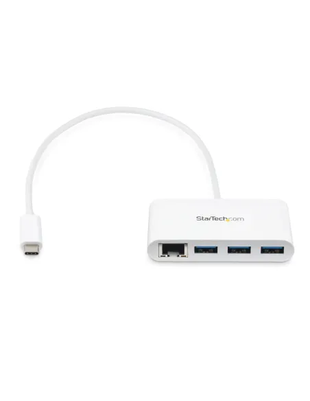 StarTech.com Hub USB 3.0 (5Gbps) a 3 porte con Gigabit Ethernet - USB-C a 3x USB-A - Bianco