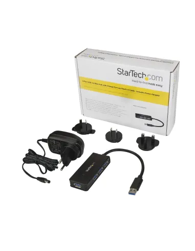 StarTech.com Hub USB 3.0 a 4 porte - Mini Hub USB con porta di ricarica - Include Adattatore di Alimentazione