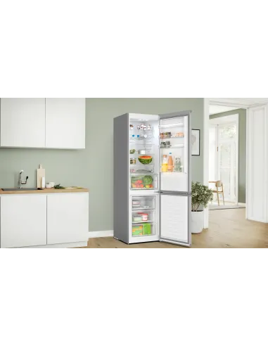 Bosch Serie 4 KGN397LDF Frigorifero Combinato da libera installazione 203 X 60 cm Metal look Classe D
