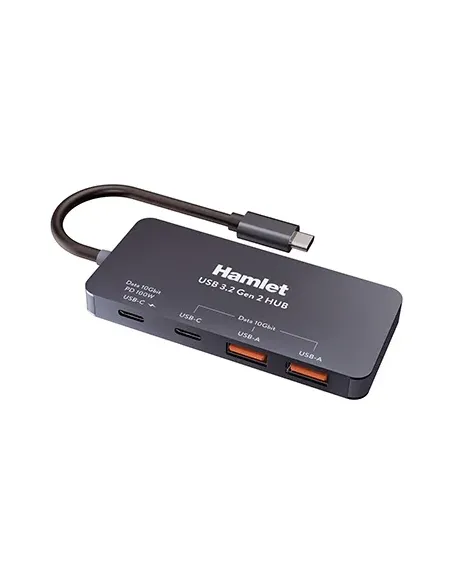 Hamlet XHUB-432C-10G-Y hub di interfaccia USB 3.2 Gen 1 (3.1 Gen 1) Type-C 10000 Mbit s Nero