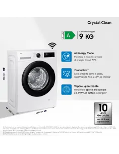 Samsung WW90DG5G34AEET lavatrice Caricamento frontale 9 kg 1400 Giri min Bianco 2