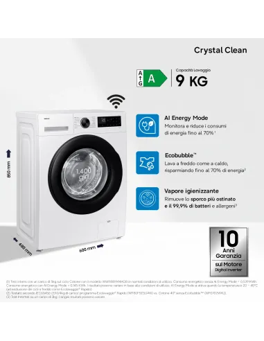 Samsung WW90DG5G34AEET lavatrice Caricamento frontale 9 kg 1400 Giri min Bianco