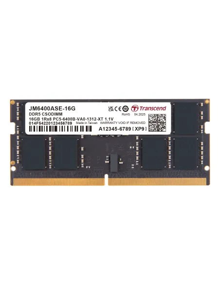Transcend JM6400ASE-16G memoria 16 GB 1 x 16 GB DDR5 6400 MT s 262-pin SO-DIMM