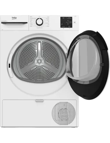 Beko BMT93EW Asciugatrice 9kg, Classe D, Linea Estetica NX, motore asincrono, Display digitale, colore Bianco, oblò Bianco