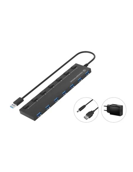 Conceptronic HUBBIES19BP hub di interfaccia USB 3.2 Gen 1 (3.1 Gen 1) Type-A 5000 Mbit s Nero