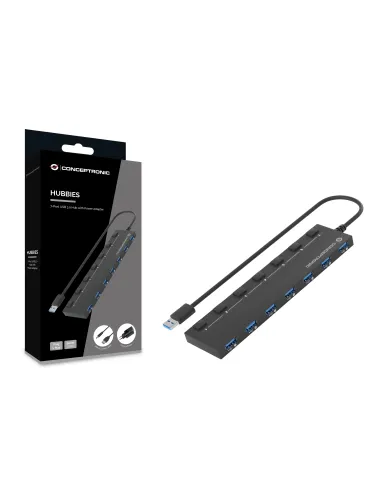 Conceptronic HUBBIES19BP hub di interfaccia USB 3.2 Gen 1 (3.1 Gen 1) Type-A 5000 Mbit s Nero